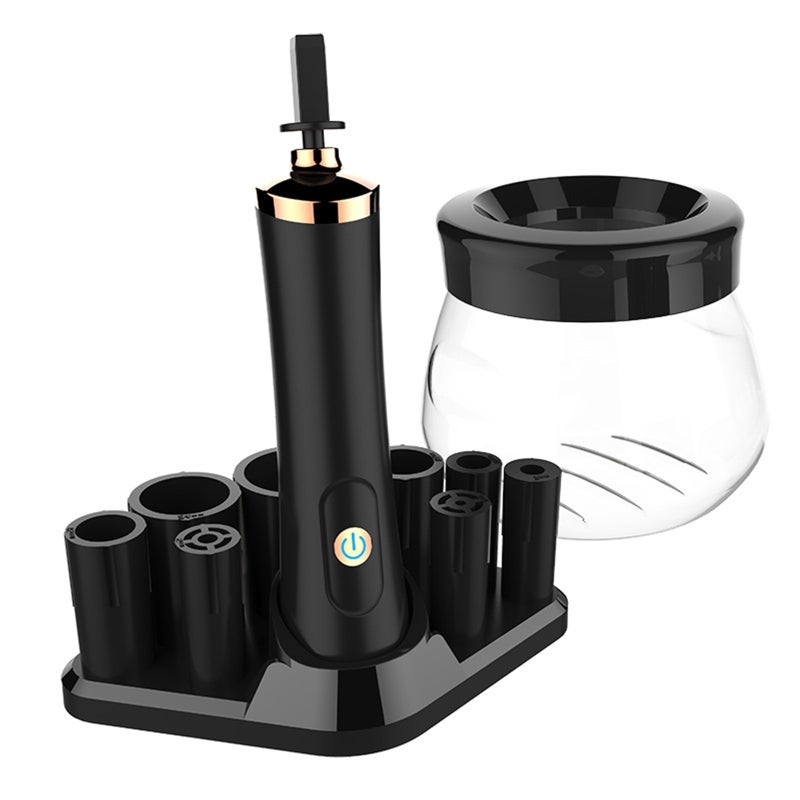 Electric Makeup Brush Cleaner: Black Compact Portable Machine - Efficient Fast Cleaning & Bristle Protection for Professional Artists and Beginners - Image 1