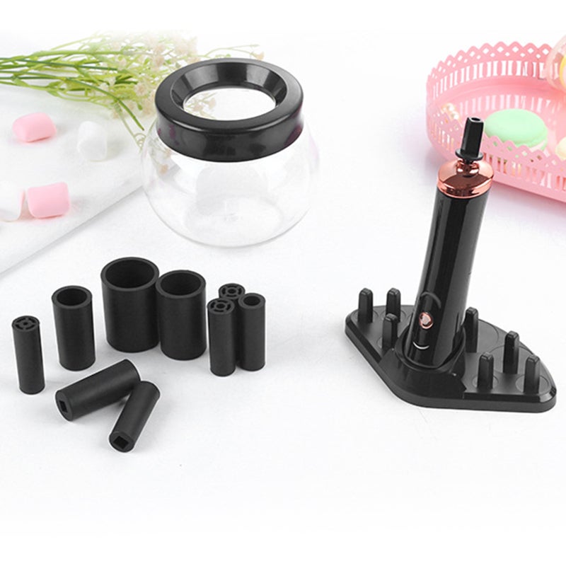Electric Makeup Brush Cleaner: Black Compact Portable Machine - Efficient Fast Cleaning & Bristle Protection for Professional Artists and Beginners - Image 4