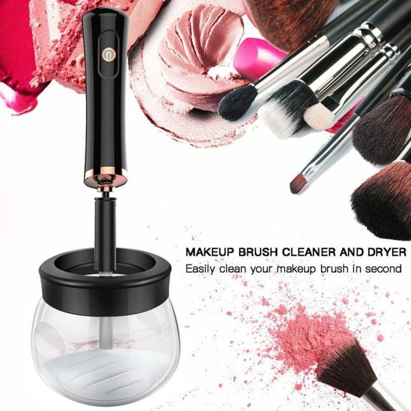 Electric Makeup Brush Cleaner: Black Compact Portable Machine - Efficient Fast Cleaning & Bristle Protection for Professional Artists and Beginners - Image 2