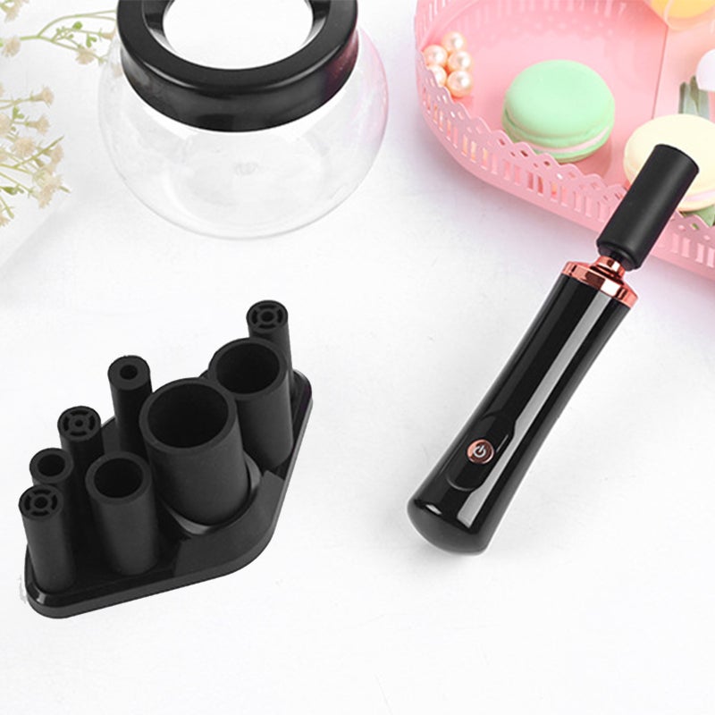 Electric Makeup Brush Cleaner: Black Compact Portable Machine - Efficient Fast Cleaning & Bristle Protection for Professional Artists and Beginners - Image 3