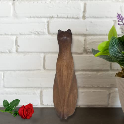 Comfy Hour Farmhouse Collection 8" Decorative Kitty Statue Sitting Cat Figurine, Wood Grain Smooth Finish, Polyresin - Image 2