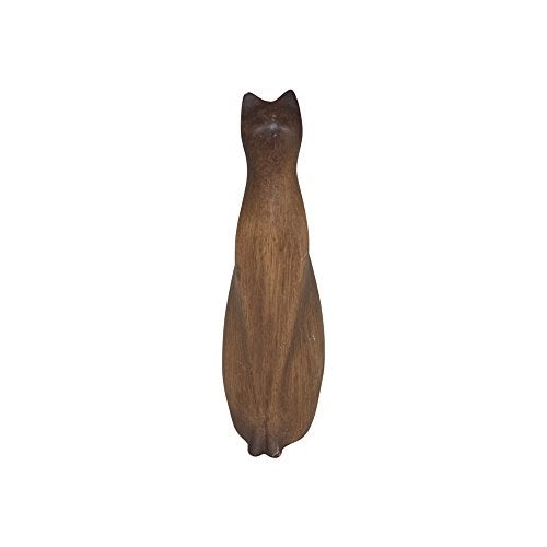 Comfy Hour Farmhouse Collection 8" Decorative Kitty Statue Sitting Cat Figurine, Wood Grain Smooth Finish, Polyresin - Image 1