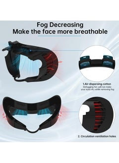 Generic Cooling Fan Mask for Meta/Oculus Quest 3 Accessories, Circulates Ventilation to Eliminate Glass Fogging (Breathable Ice Silk Cotton) 3-in-1 Face Pad with Booster Pad for Glasses Wearers  - Image 4