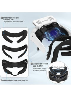 Generic Cooling Fan Mask for Meta/Oculus Quest 3 Accessories, Circulates Ventilation to Eliminate Glass Fogging (Breathable Ice Silk Cotton) 3-in-1 Face Pad with Booster Pad for Glasses Wearers  - Image 5