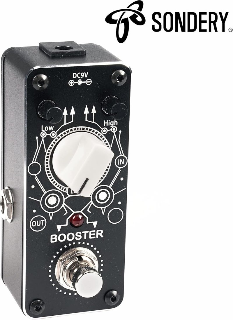 Sondery Boost Pedal for Electric Guitar and Bass, Mini Clean Booster Pedal, True Bypass, More or Less 14dB Change for Frequencies Under 250Hz or Above 1KHz, Art Design Foot Pedal - Image 3