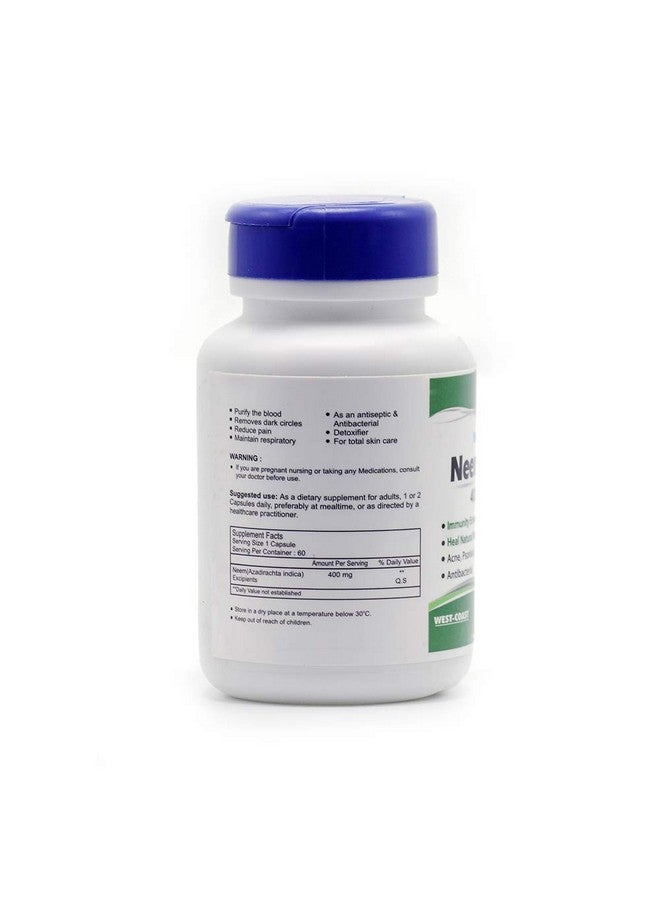 HealthVit هيلث فيت نيم للعناية بالبشرة - 400 ملغ (60 كبسولة، مسحوق نيم) - Image 2