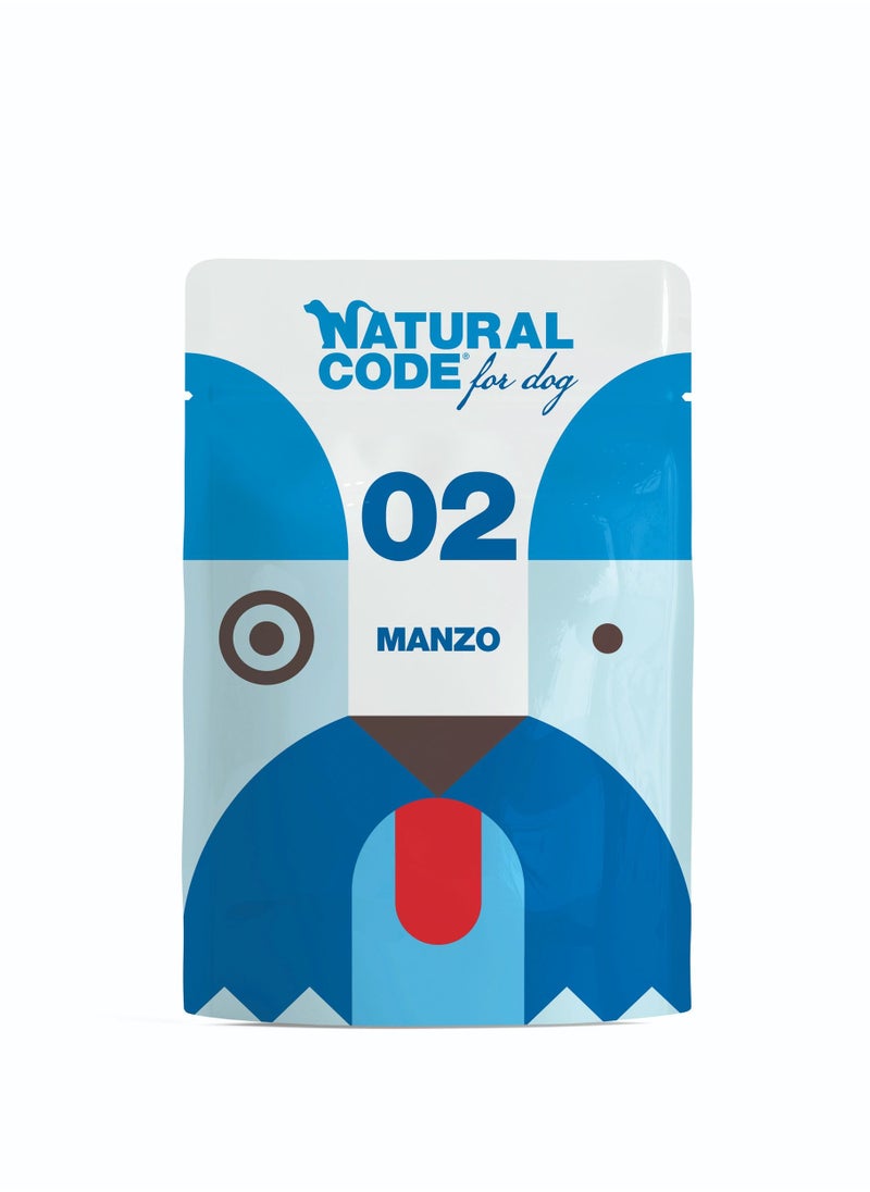 NATURAL CODE 02 BEEF For Dogs Natural Wet Food, (Pouch 100G) 