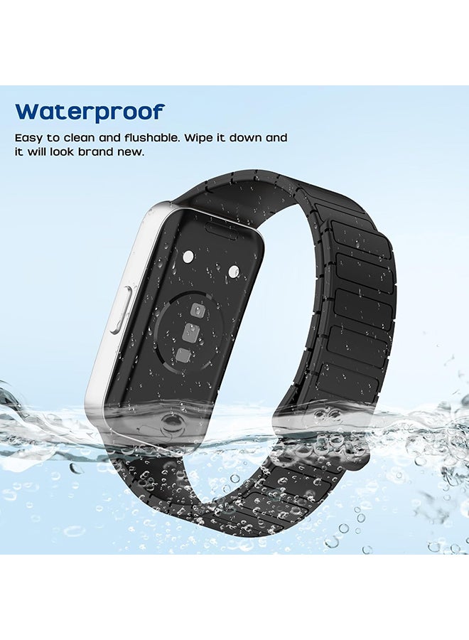 O Ozone Magnetic Loop Strap for Huawei Band 10 | Huawei Band 9 |8 Watch Band, Silicone Sport Strap Watchband, Magnetic Silicone Replacement Wristband - Black - Image 3