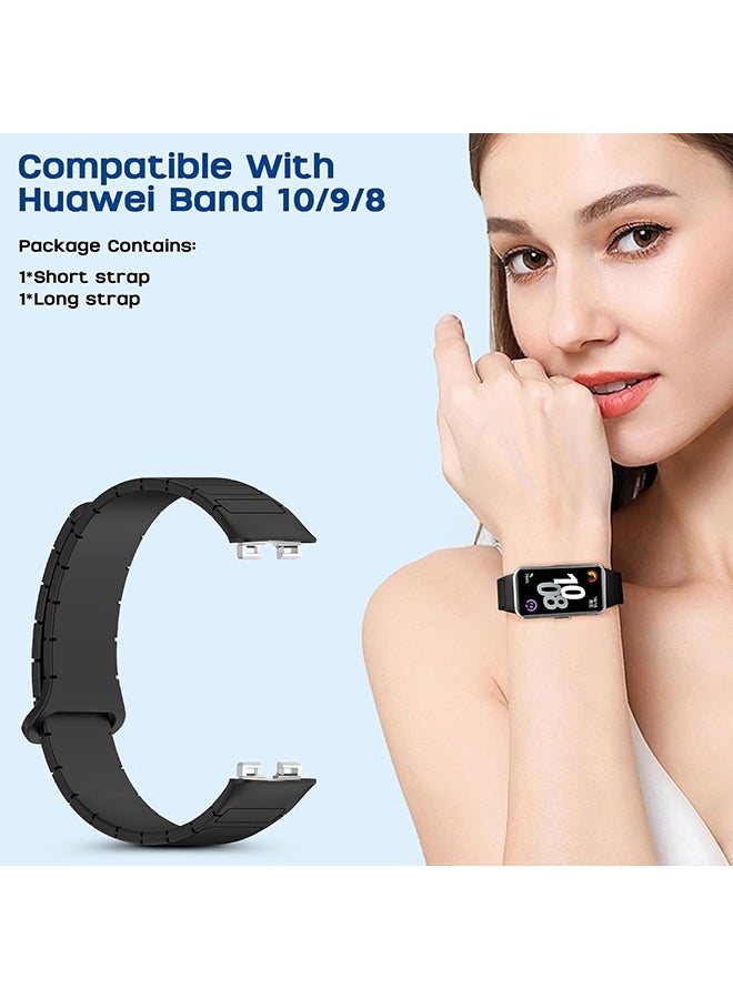 O Ozone Magnetic Loop Strap for Huawei Band 10 | Huawei Band 9 |8 Watch Band, Silicone Sport Strap Watchband, Magnetic Silicone Replacement Wristband - Black - Image 2