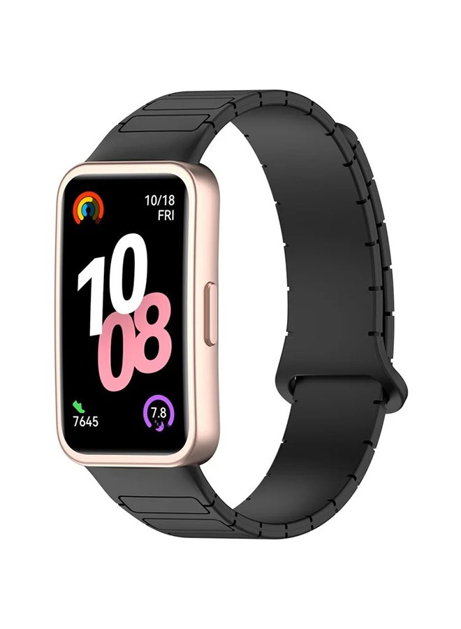O Ozone Magnetic Loop Strap for Huawei Band 10 | Huawei Band 9 |8 Watch Band, Silicone Sport Strap Watchband, Magnetic Silicone Replacement Wristband - Black - Image 1