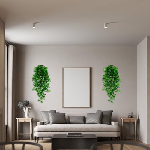 Delphinus Fake Hanging Plants, 2pcs Artificial Hanging Plant, Faux Vine Plants Indoor and Outdoor for Office Home Living Room Bathroom Wall Shelf Decor - Image 4