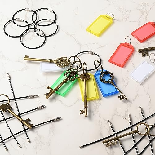 Bidponds 25 Pack Wire Keychain Cable,5.9 Inches Nylon Coated Stainless Steel Key Ring,Luggage Tag Loops,2mm Twist Barrel,Black - Image 3