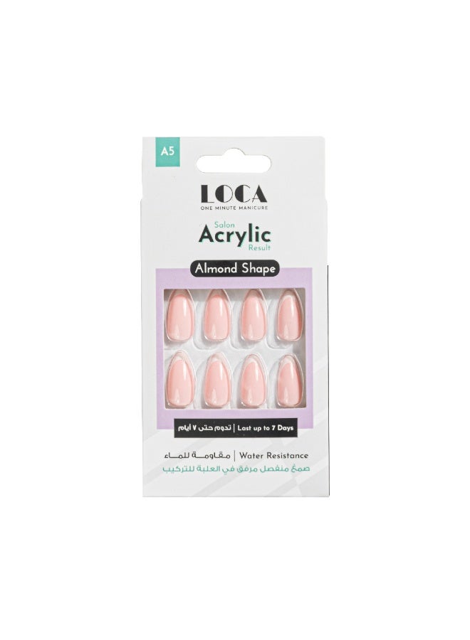 loca أظافر أكريليك A5-شكل لوزي فرنسي وردي - Image 1
