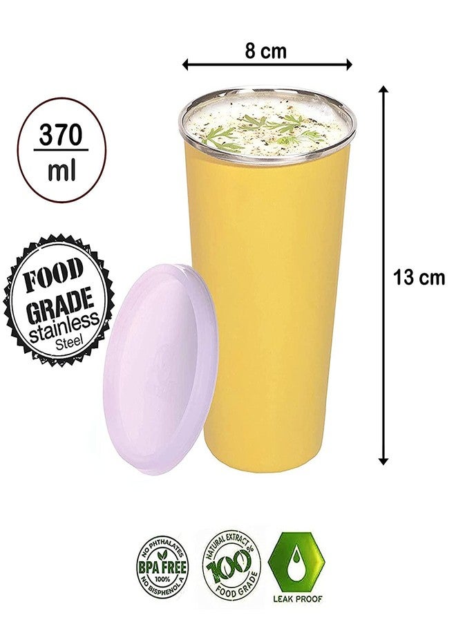 KIDINGTON Stainless Steel Sipper for Kids with Straw Glass for Kids Milk Tumbler with Straw and Lid Sippy Cup with Gum Protection for Kids 2 Straw and 1 Cleaning Brush (370 ml.1-4 Years)(Yellow) - Image 2