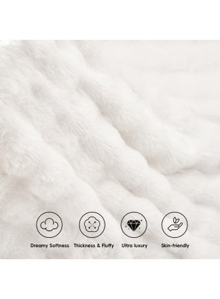 PHF Luxury Faux Rabbit Fur Blanket Twin Size, Ultra Soft Fluffy Plush Cozy Warm Bubble Blanket for Bed, Couch, Chair, Sofa Decorative, Thick Reversible Suitable for Fall & Winter, 60" x 80", White - pzsku/Z338E2AE7B1F80C975E31Z/45/_/1732364580/1dae034f-d563-4d07-9637-a15e26ee1e25