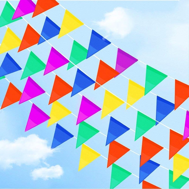 MANGO Bunting Banner Multicolor Nylon Pennant Banners Big Flags for Indoor Outdoor Birthday Wedding Party Garden Home Decorations 380 Feet  200 Flags - Image 2