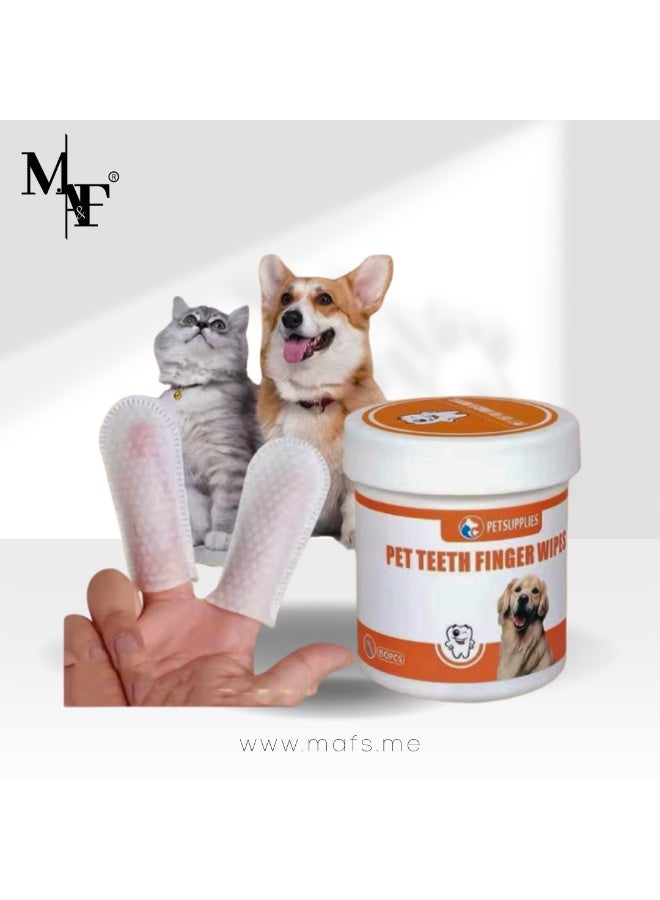 Teeth & Ear Cleaning Wipes for Dogs & Cats, Remove Bad Breath by Removing Plaque and Tartar Buildup No-Rinse Dog Finger Toothbrush, Disposable Gentle Cleaning & Gum Care Pet Wipes (Finger Wipes)