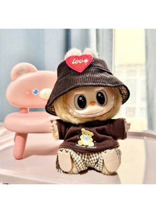 Coffee plaid teddy bear three piece set