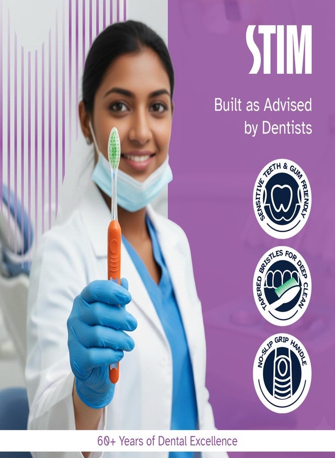STIM Silky | Ultra soft toothbrush | Extra gentle bristles | Cleans along the gum line | Cleans till 3rd Molar - Pack of 2 - Image 2