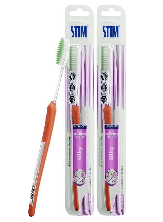 STIM Silky | Ultra soft toothbrush | Extra gentle bristles | Cleans along the gum line | Cleans till 3rd Molar - Pack of 2 - Image 1