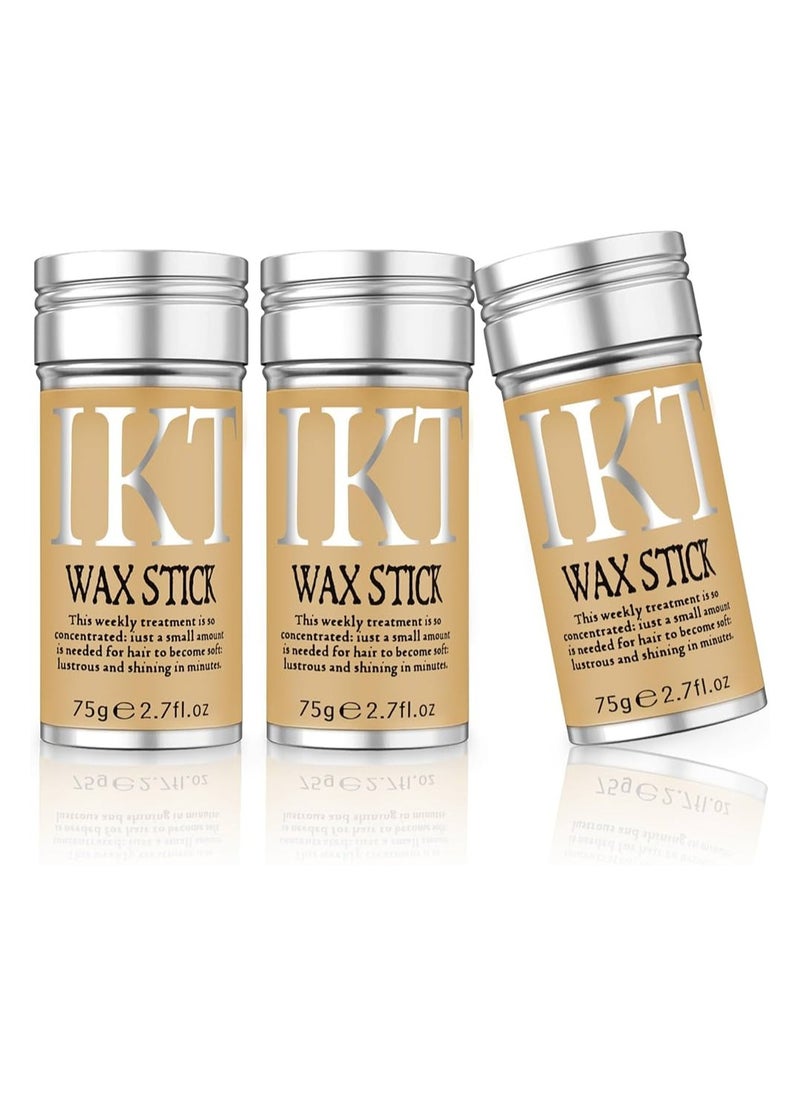 IKT 3Pcs Hair Wax Stick Set Strong and Long-Lasting Hold for Hair Non-Greasy Styling Hair Pomade Stick for Flyaways Edge Frizz Hair to Make Hair Look Neat and Tidy for Unisex  - Image 1