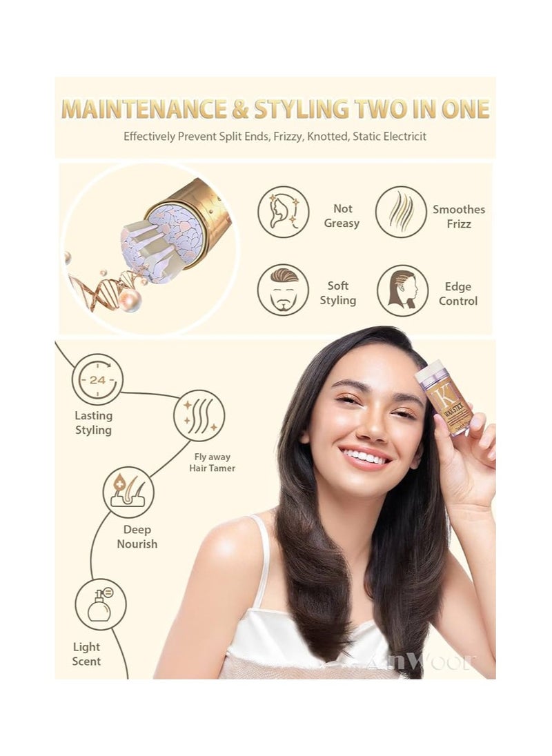 IKT 3Pcs Hair Wax Stick Set Strong and Long-Lasting Hold for Hair Non-Greasy Styling Hair Pomade Stick for Flyaways Edge Frizz Hair to Make Hair Look Neat and Tidy for Unisex  - Image 4