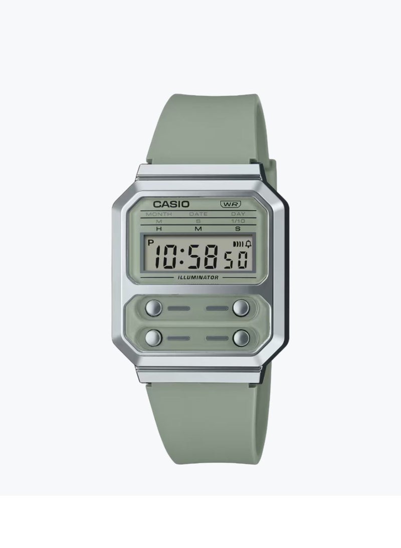 CASIO Unisex Watch Vintage Digital Grey Dial Resin Band A100WEF-3ADF - Image 1