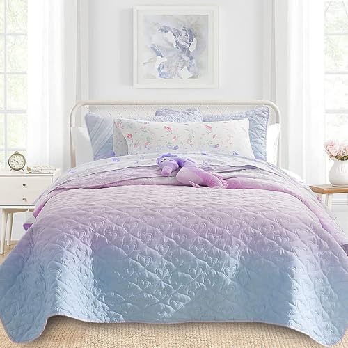 SCHNAUZER HOME Quilt Set Full Queen Size 3 Piece, Bailey Pattern Printed Bedding Coverlet Set, Lightweight Soft Reversible Bedspread Sets for All Season (1 Quilt & 2 Pillow Shams) - Image 1