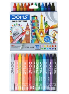 DOMS 12-Piece Extra Long Crayons Multicolour  - Image 1