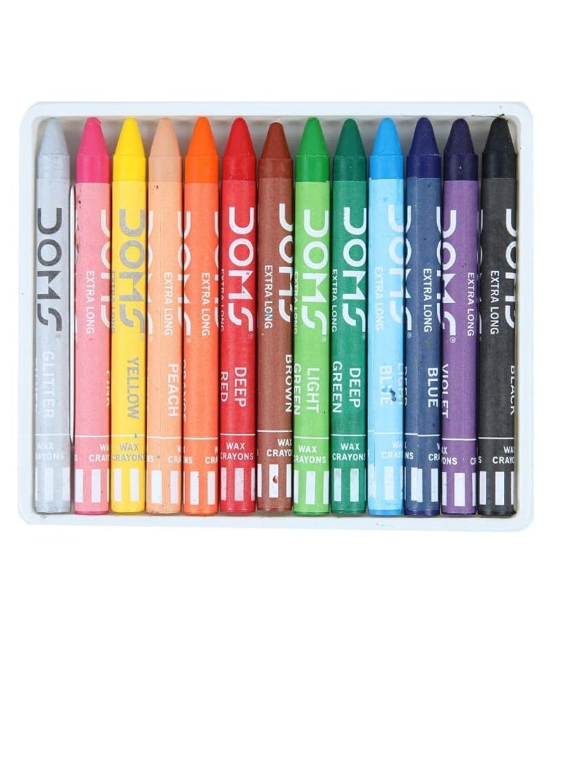 DOMS 12-Piece Extra Long Crayons Multicolour - Image 2