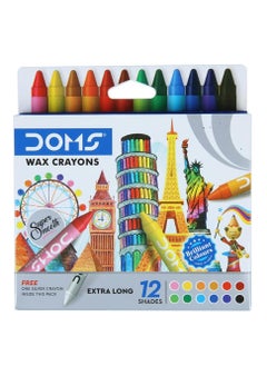 DOMS 12-Piece Extra Long Crayons Multicolour  - Image 3