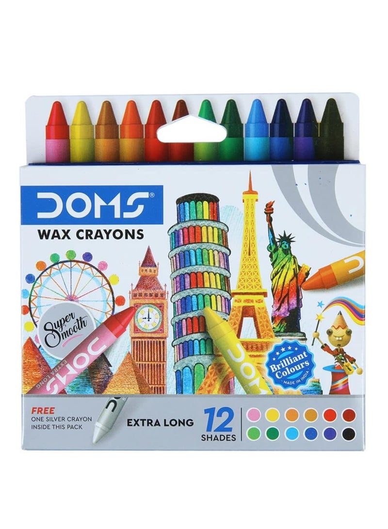 DOMS 12-Piece Extra Long Crayons Multicolour - Image 3