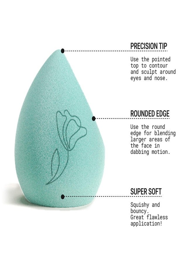 JUNO & Co. Microfiber Makeup Sponge, Dual Layer Technology for Full Coverage Flawless Makeup Blender for Foundation, Powder and Cream (2-Piece Color Duo: Blue and Green) - Image 3
