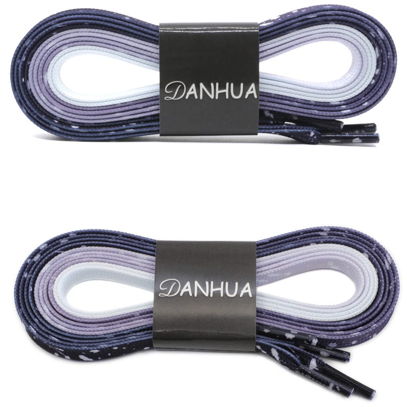DANHUA Gradient Sneakers Flat Shoelaces: 2 Pair Black Athletic Printed Shoe Laces 47 inch - Image 2
