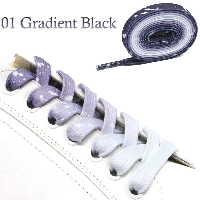 DANHUA Gradient Sneakers Flat Shoelaces: 2 Pair Black Athletic Printed Shoe Laces 47 inch - Image 4