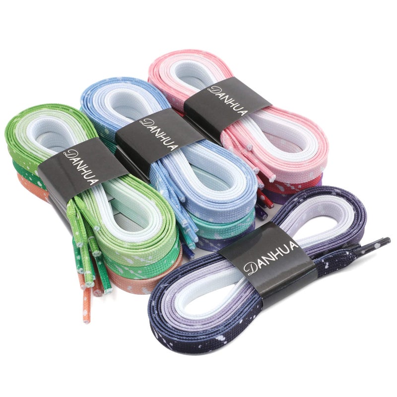 DANHUA Gradient Sneakers Flat Shoelaces: 2 Pair Black Athletic Printed Shoe Laces 47 inch - Image 5