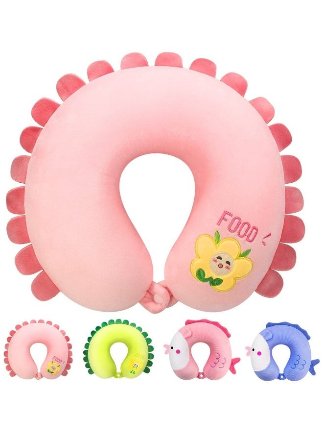 U-Shaped Memory Foam Travel Pillow, Neck Support Pillow, Comfortable Cartoon Neck Cushion for Traveling, Headrest Airplane Pillow for Adults, Kids (Pink) - Image 1