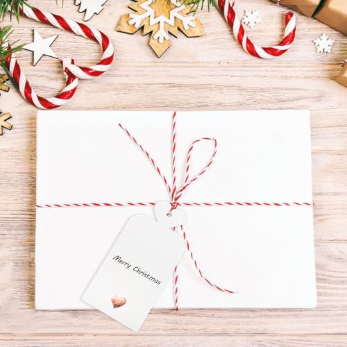 joycraft 100pcs Blank Gift Tags with String, 4x2 in White Paper Tags with Foil Rose Gold Heart, Personalized Gift Wrapping Labels for Birthday, Baby Shower, Wedding, Valentine's Day - Image 4
