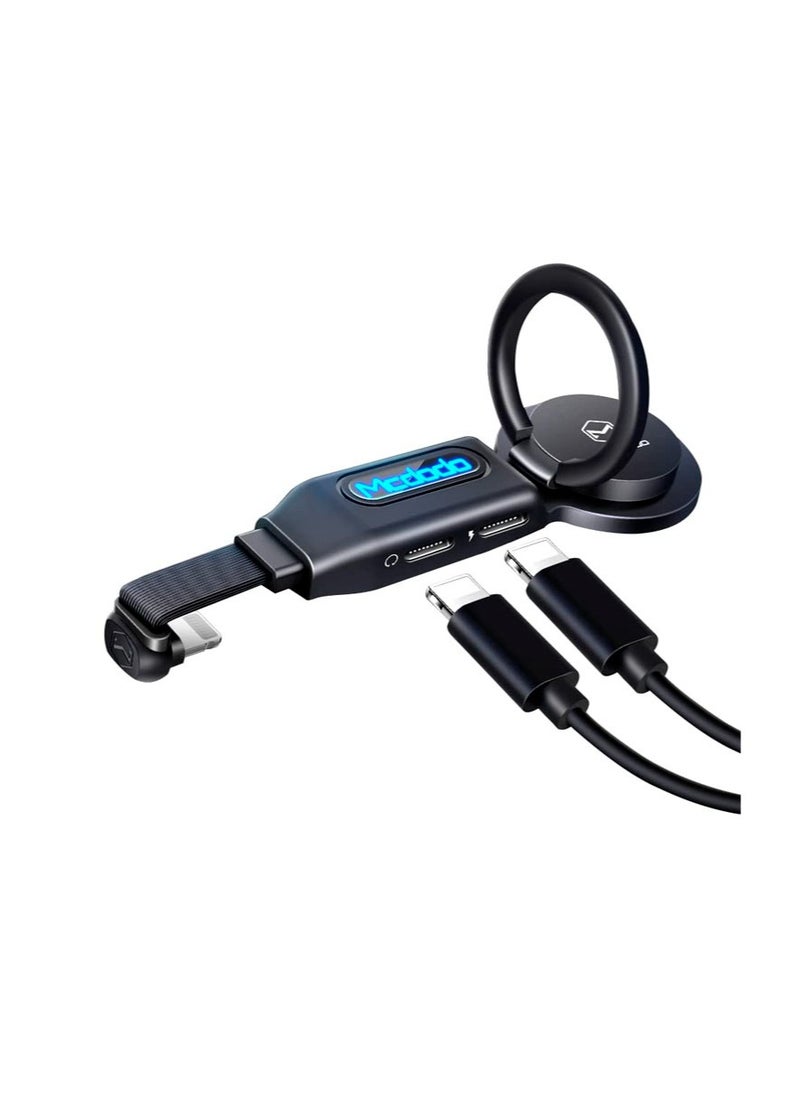 Mcdodo - Mcdodo CA-6290 Lightning to Dual Lightning Adapter Charging Cable with Built-In Ring Holder - Image 1