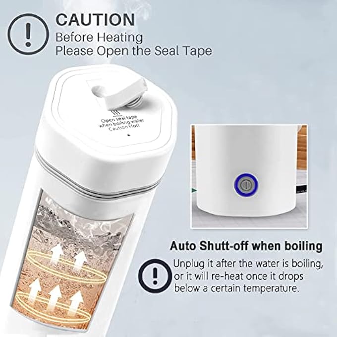 MAKINGTEC Portable Electric Kettle Stainless Steel Liner Travel Electric Cup Home Mini Heating Teapot Fast Cooking Single Cup Water Heater 350Ml Hot Water Bottle White - Image 2