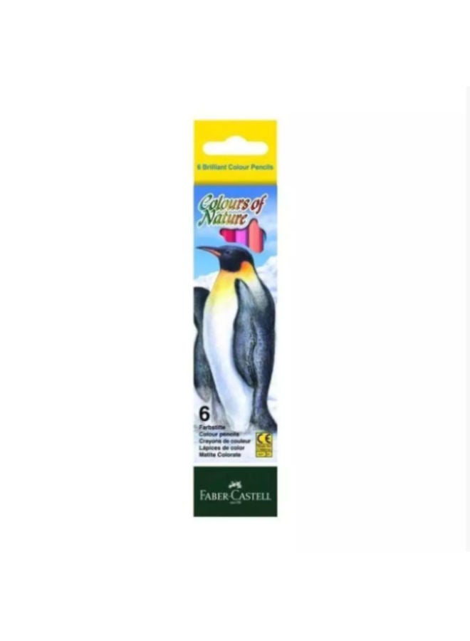 FABER-CASTELL Set Of 6 Long Plain Wood Colours