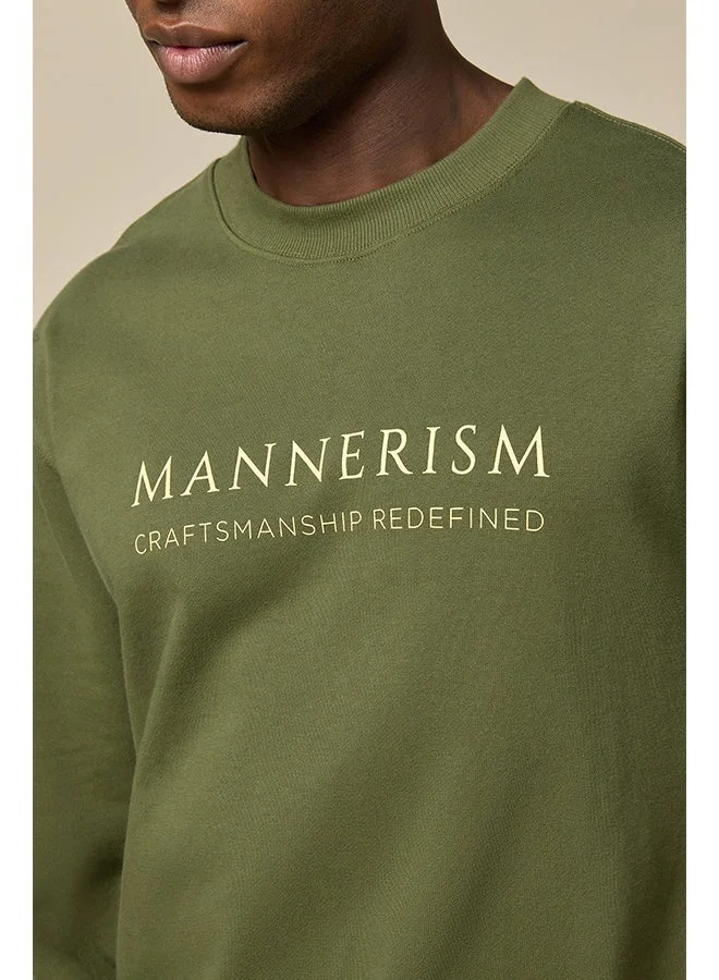 تكلف The Olive Essential Cotton Sweatshirt with Crew Neck Relaxed Fit