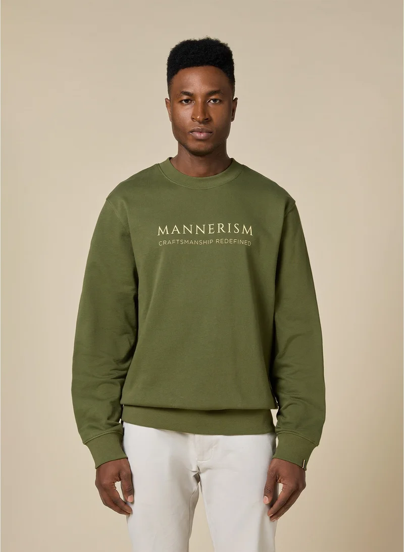 MANNERISM  The Olive Essential Cotton Sweatshirt with Crew Neck Relaxed Fit for Men | Best Price UAE