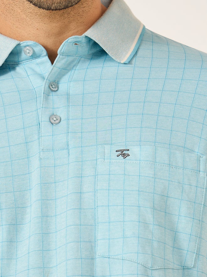 فورت كولينز تيشيرت بولو رجالي فورت كولينز أزرق كاروهات بجيوب - Image 3