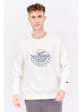 New Balance Men Sportswear Fit Long Sleeves Outdoor Sweatshirts, White  - Image 1