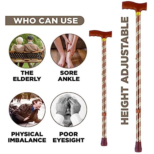 PAXMAX Brown Carving Style Design Premium Aluminium Imported Walking Stick L Type Universal Size Old Age (Men & Women) (Brown) - Image 3