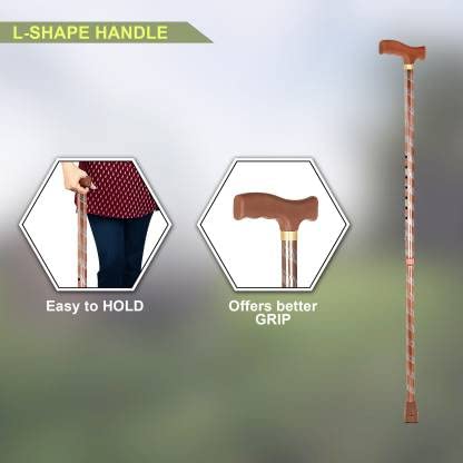 PAXMAX Brown Carving Style Design Premium Aluminium Imported Walking Stick L Type Universal Size Old Age (Men & Women) (Brown) - Image 5