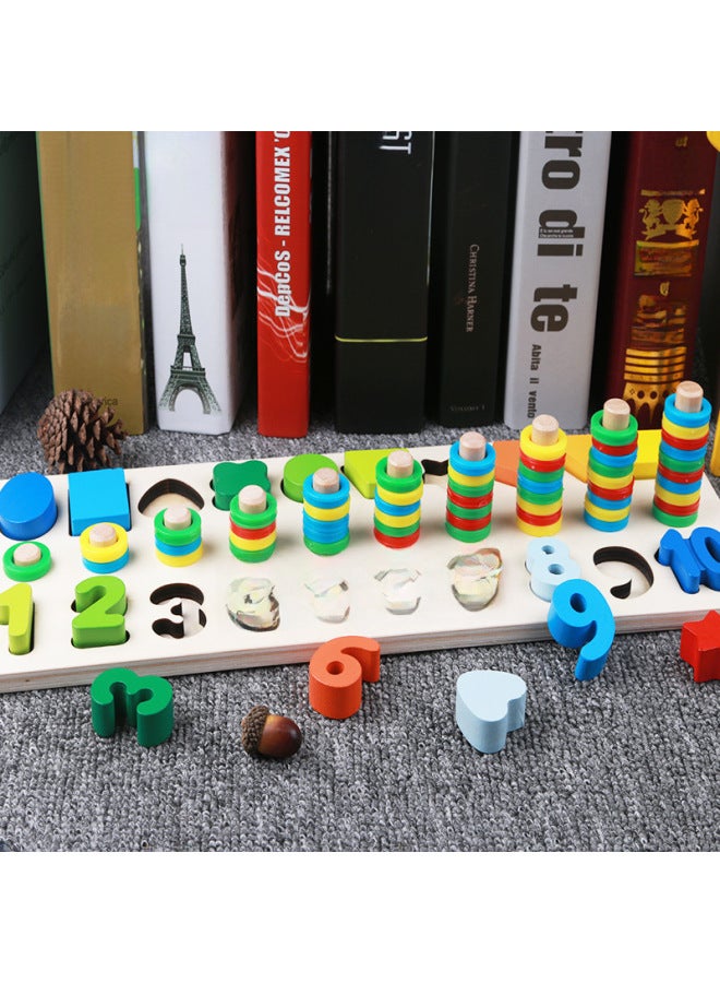 Educational Children's Toy Three-In-One Number Board Fruit Shape Matching Puzzle Wood Made Intelligent Plaything For Kids-Color:Rainbow Fruit Numbers - Image 4