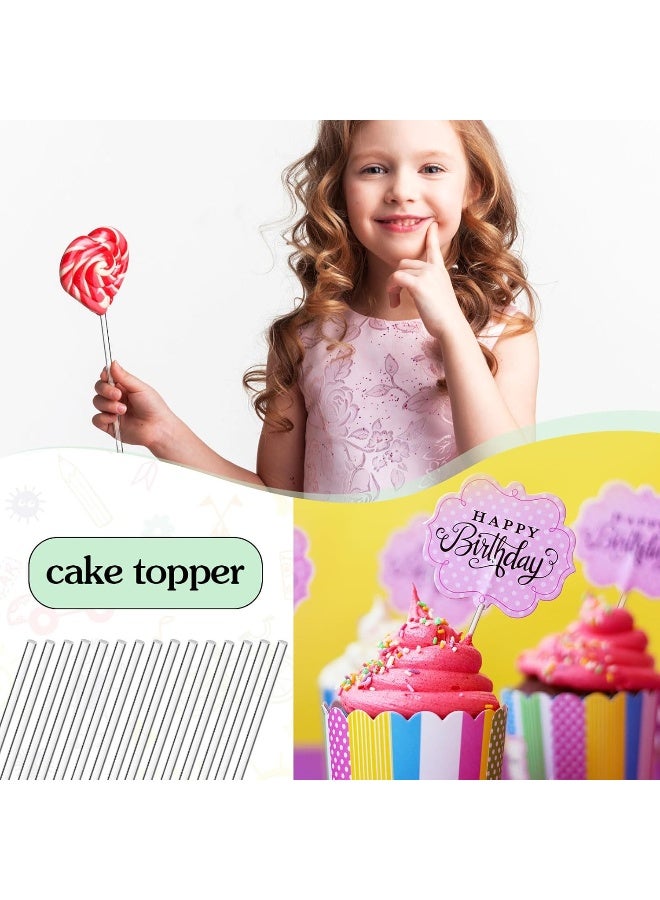 Zopeal Zopeal 200 Pieces Acrylic Lollipop Sticks Cake Pops Sticks Candy Sticks Treat Sticks for Wedding Halloween Christmas Candy Melt Cake Pops Cupcake Toppers Chocolate Cookie Dessert (Clear, 6 Inch)  - Image 2