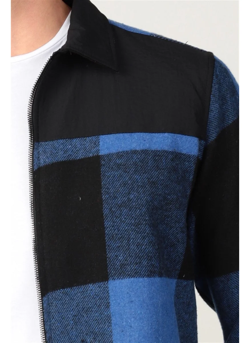 تودورس Slim Fit Long Sleeve Winter Lumberjack Zippered Pieced Men's Shirt